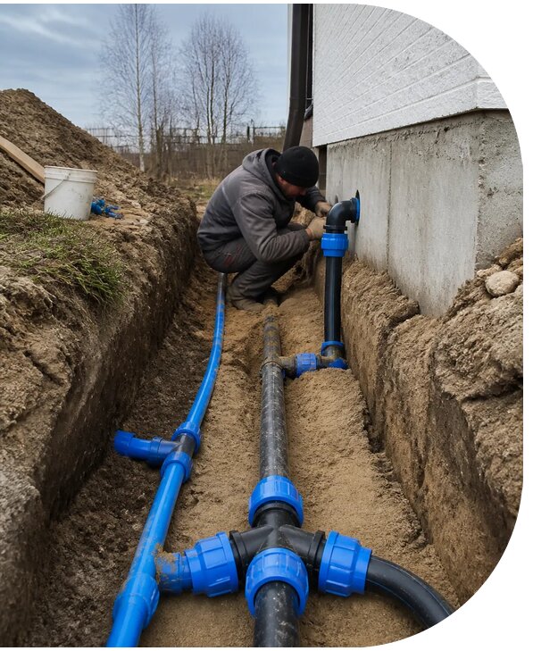 Монтаж наружного водопровода на участке под ключ в Владикавказе